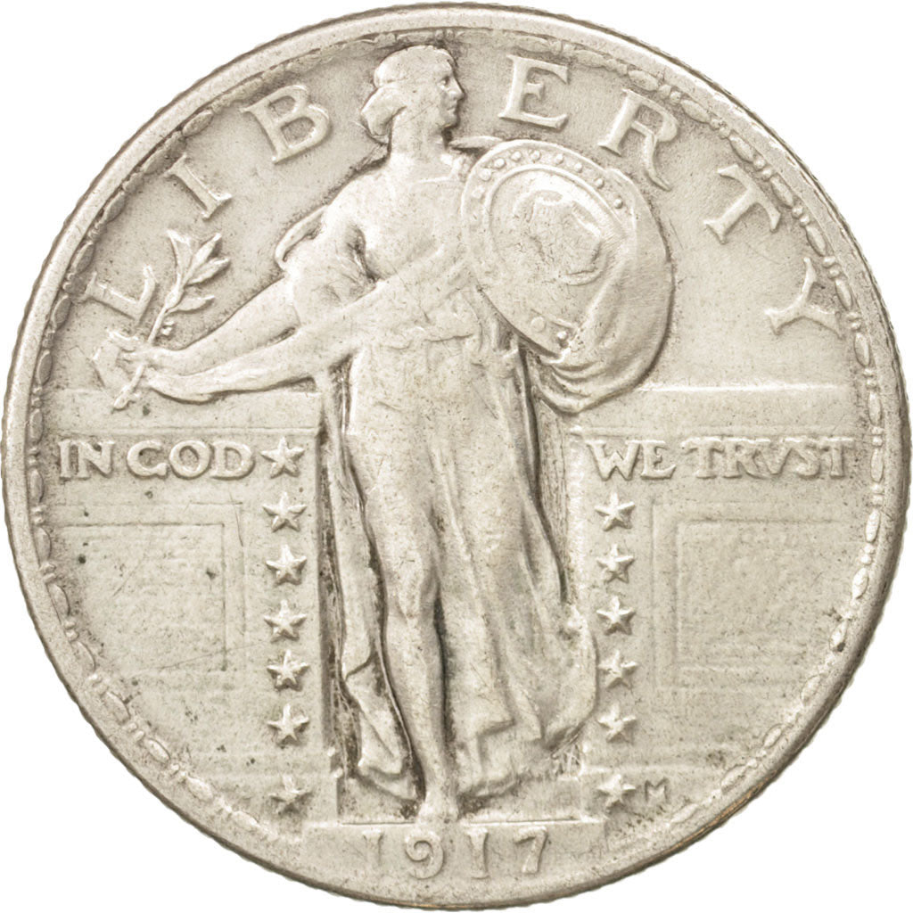 États-Unis, Standing Liberty Quarter, 1917, Philadelphia, TTB, KM:145