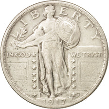 États-Unis, Standing Liberty Quarter, 1917, Philadelphia, TTB, KM:145