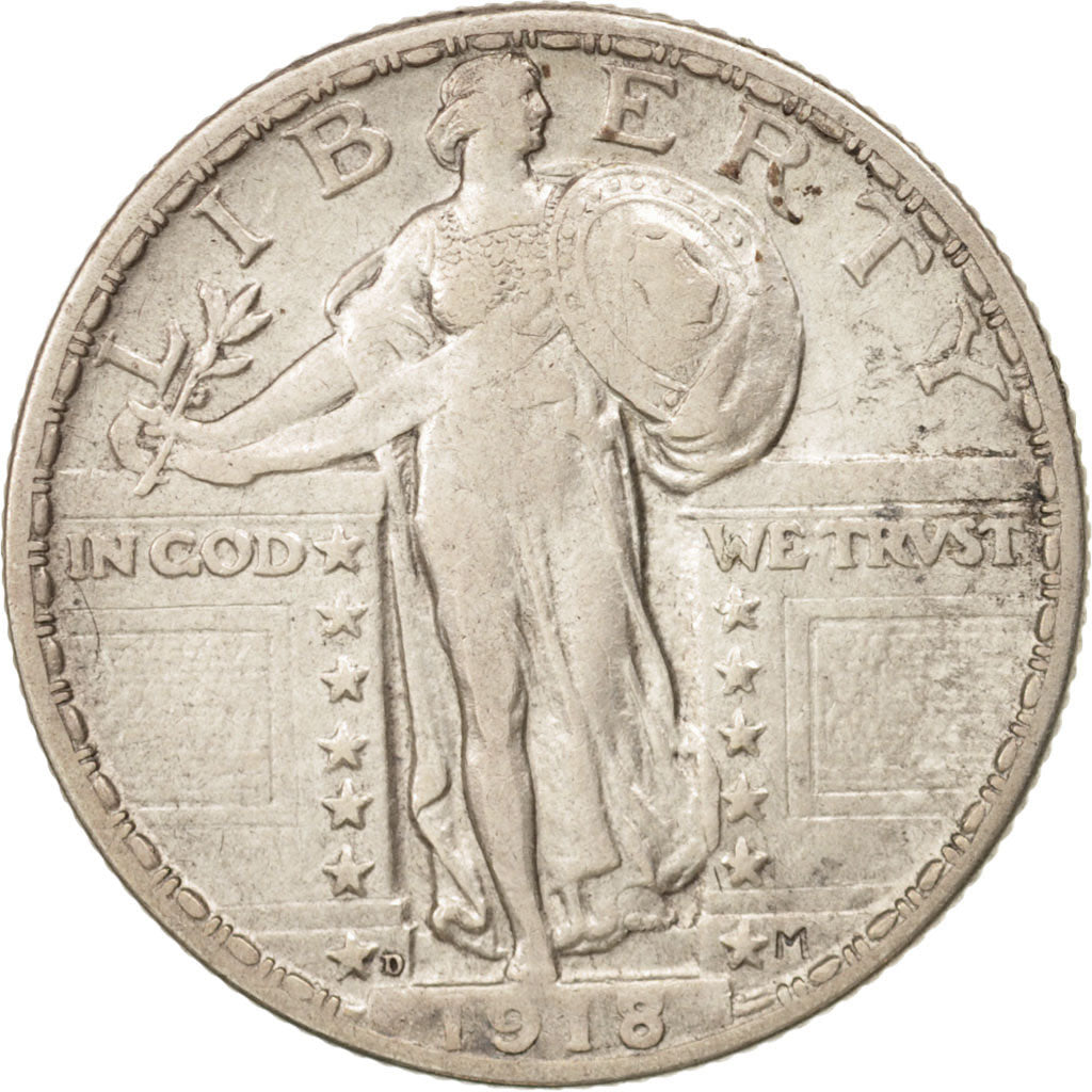 Stati Uniti, Standing Liberty Quarter, Quarter, 1918, U.S. Mint, Denver, BB,...