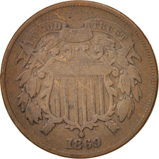 Stati Uniti, 2 Cents, 1869, U.S. Mint, Philadelphia, MB, Rame-stagno-zinco, K...