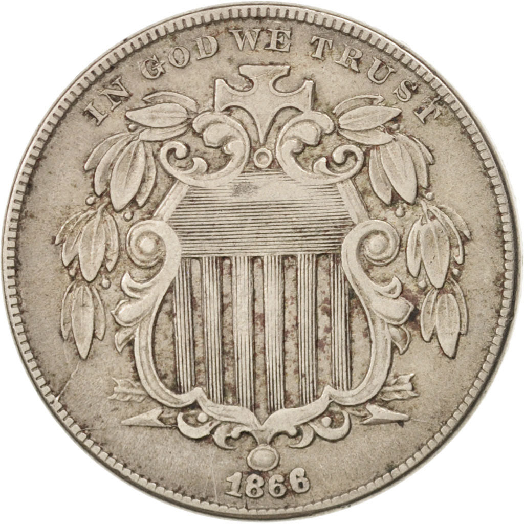 United States, Shield Nickel, 5 Cents, 1866, Philadelphia, VF, KM:96