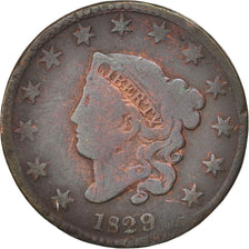 États-Unis, Coronet Cent, 1829, U.S. Mint, Philadelphia, B+, Cuivre, KM:45