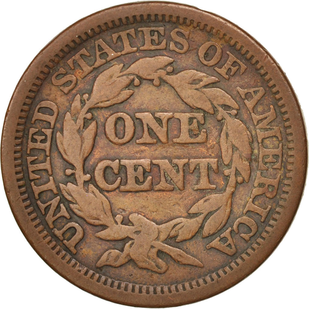États-Unis, Braided Hair Cent, 1845, Philadelphia, TB+, KM:67