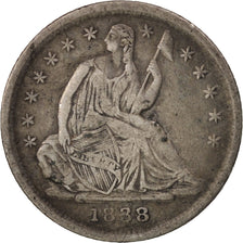 États-Unis, Seated Liberty Half Dime, 1838, Philadelphia, TB+, KM:62.1