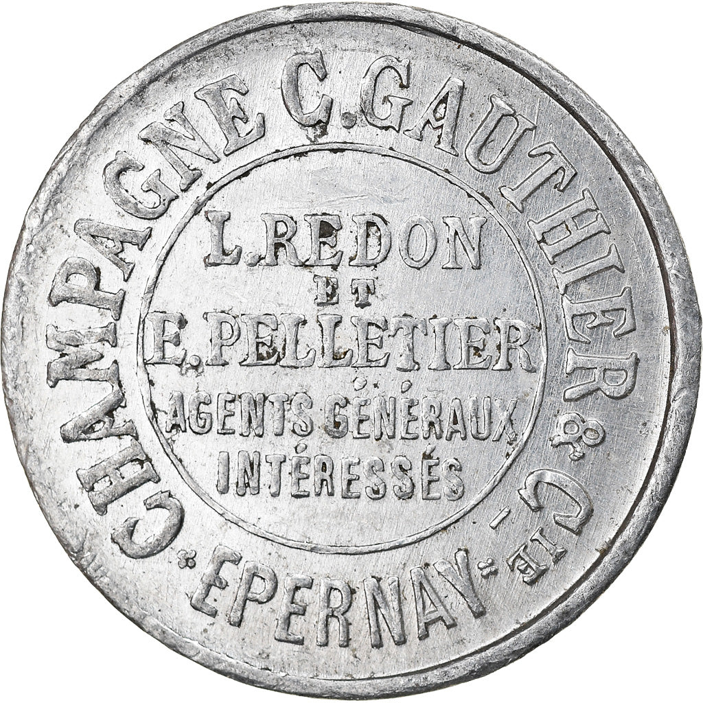 token, France, Champagne C. Gauthier, Epernay, 10 Centimes, EF(40-45), Aluminium