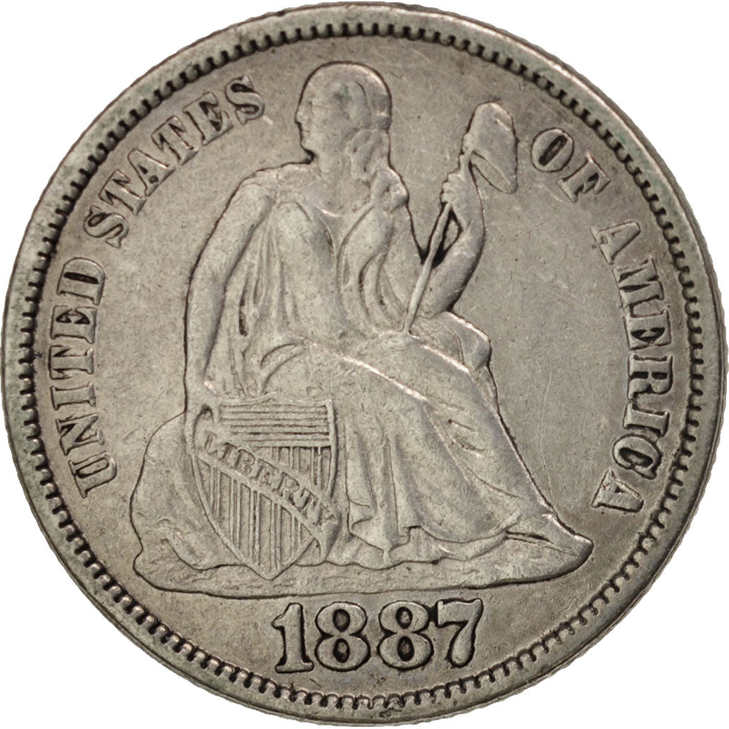 États-Unis, Seated Liberty Dime, 1887, San Francisco, EF, KM:A92