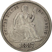 États-Unis, Seated Liberty Dime, 1887, San Francisco, EF, KM:A92