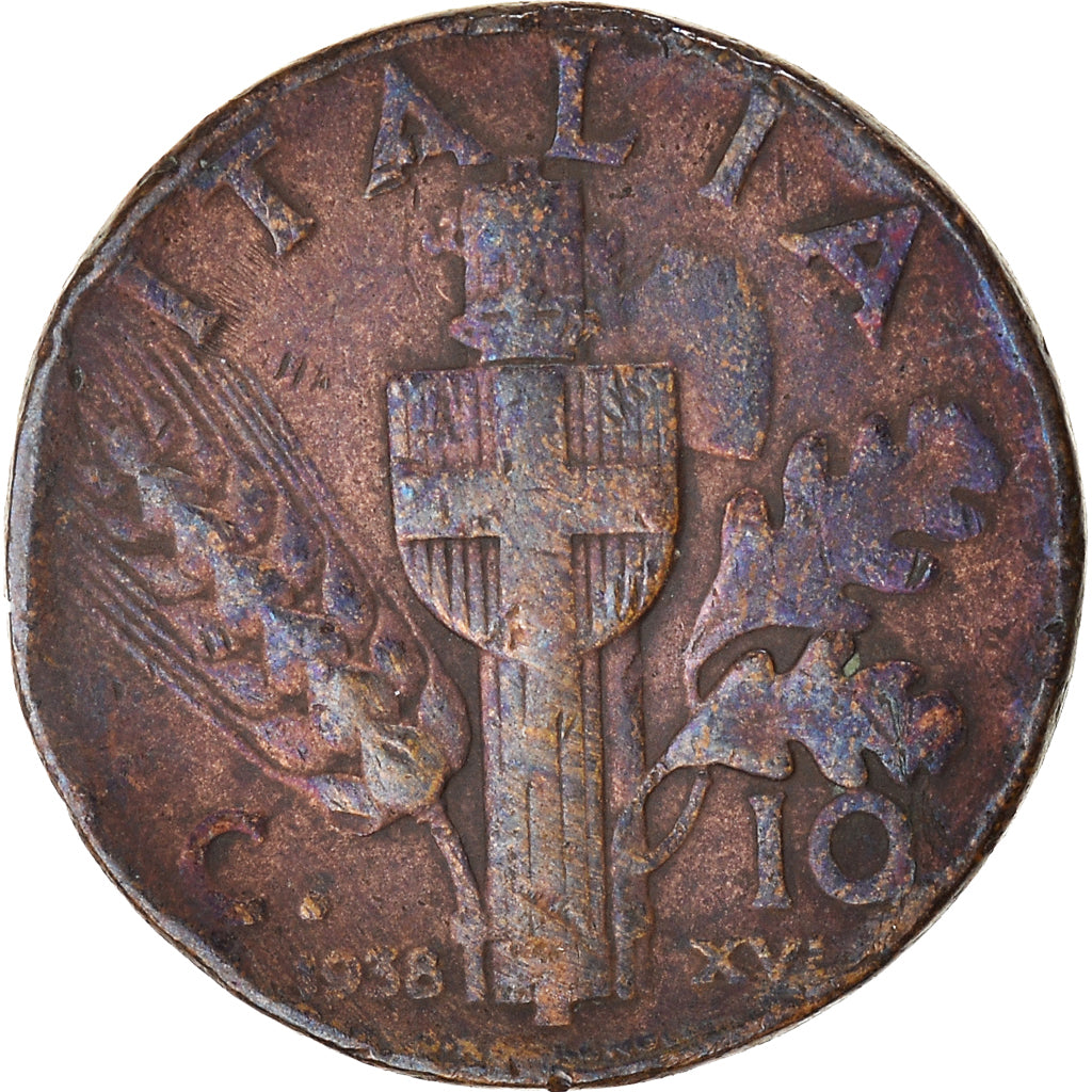 Moneda, Italia, 10 Centesimi, 1938