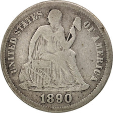 Moneta, USA, Seated Liberty Dime, Dime, 1890, U.S. Mint, Philadelphia, F(12-15)