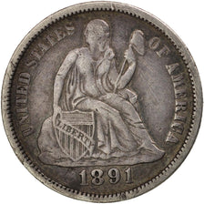 Monnaie, États-Unis, Seated Liberty Dime, Dime, 1891, U.S. Mint, Philadelphie
