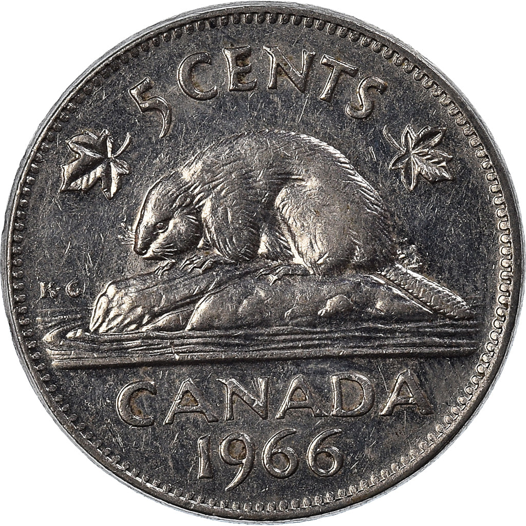 Coin, Canada, 5 Cents, 1966