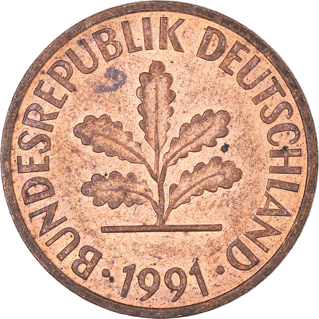 Moeda, ALEMANHA - REPÚBLICA FEDERAL, 2 Pfennig, 1991