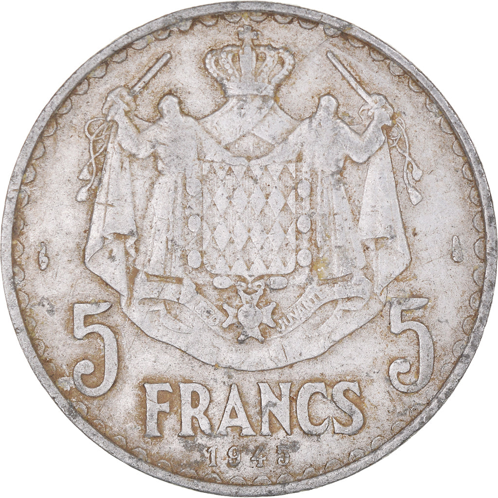 Moneta, Monaco, 5 Francs, 1945