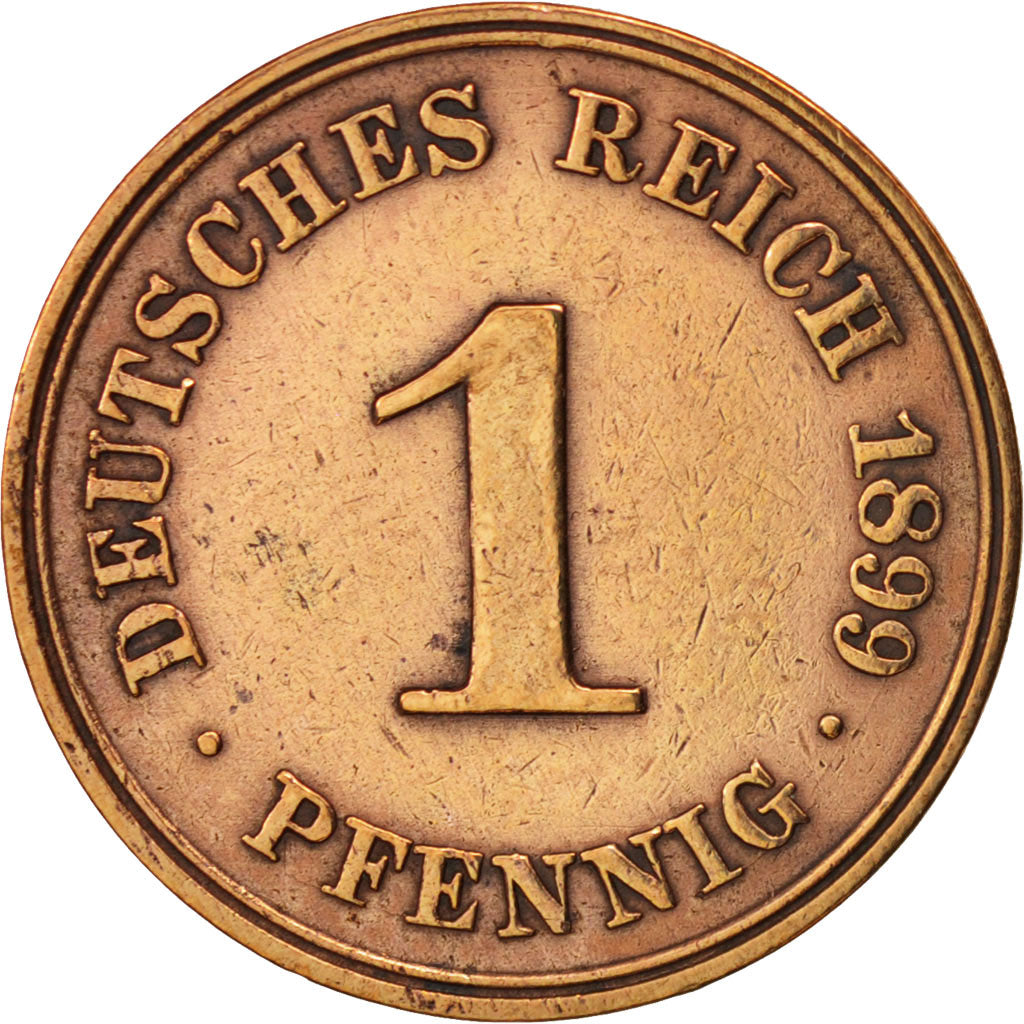 GERMANIA - IMPERO, Wilhelm II, Pfennig, 1899, Berlin, BB, Rame, KM:10