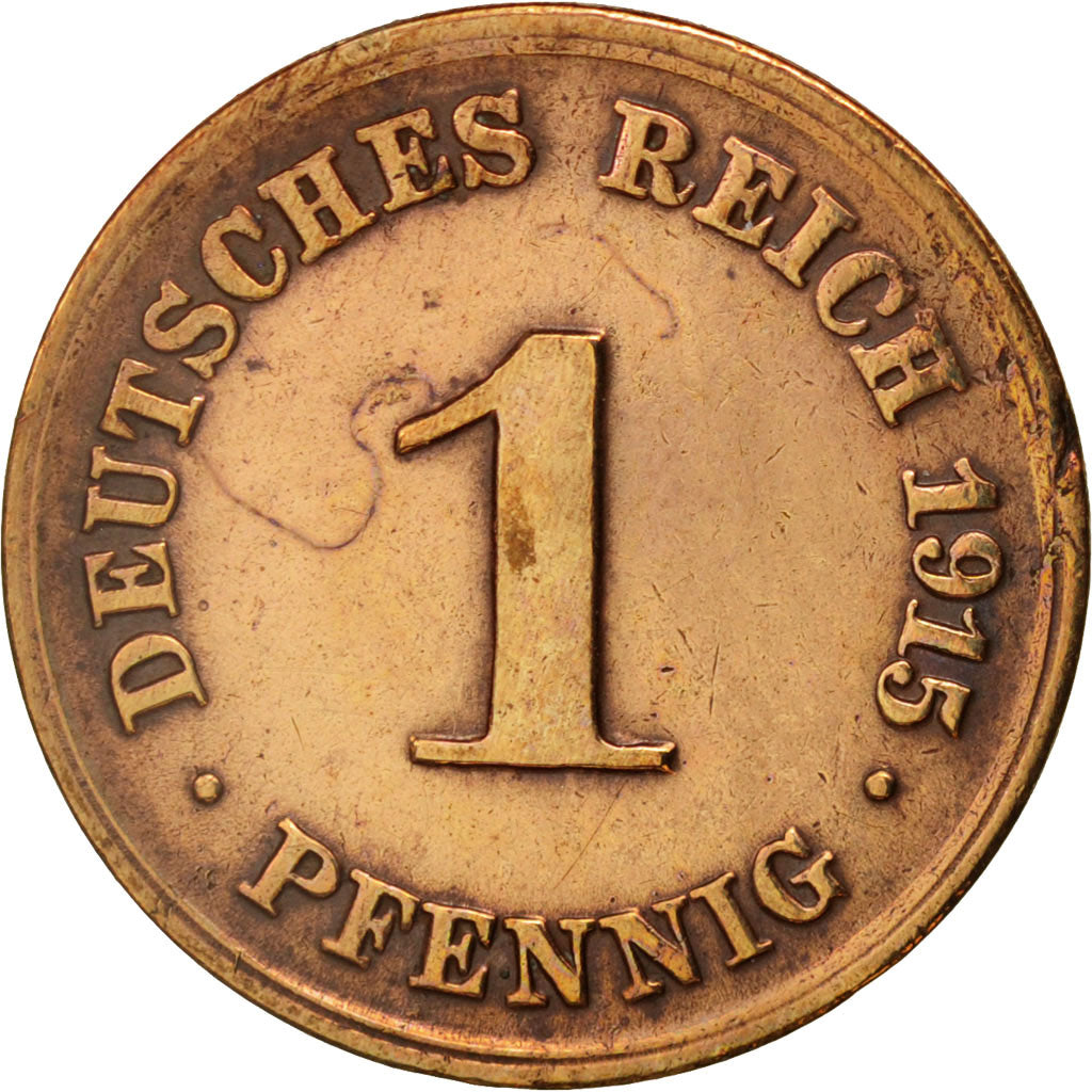 GERMANY - EMPIRE, Wilhelm II, Pfennig, 1915, Munich, EF(40-45), Copper, KM:10