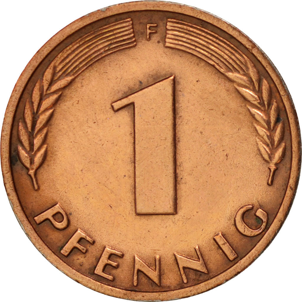Coin, GERMANY - FEDERAL REPUBLIC, Pfennig, 1966, Stuttgart, EF(40-45), Copper