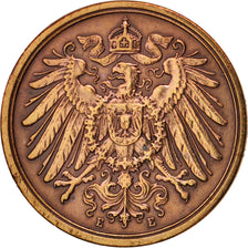 GERMANIA - IMPERO, Wilhelm II, 2 Pfennig, 1908, Muldenhütten, BB, Rame, KM:16