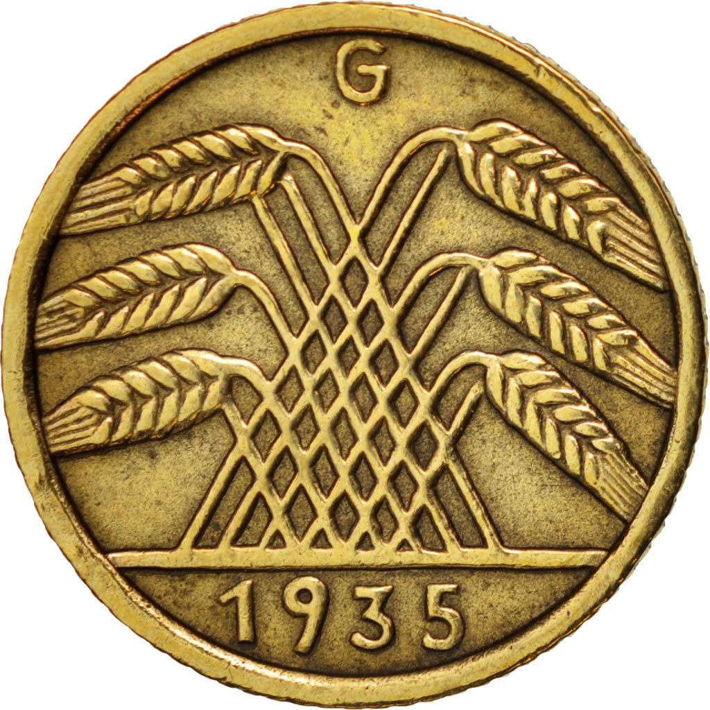 GERMANIA, REPUBBLICA DI WEIMAR, 5 Reichspfennig, 1935, Karlsruhe, BB, Allumin...