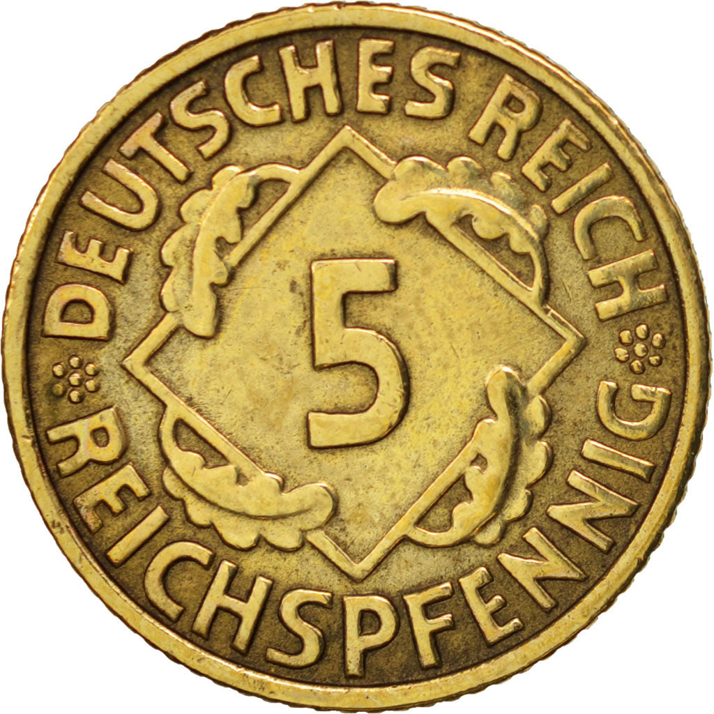 GERMANIA, REPUBBLICA DI WEIMAR, 5 Reichspfennig, 1935, Karlsruhe, BB, Allumin...