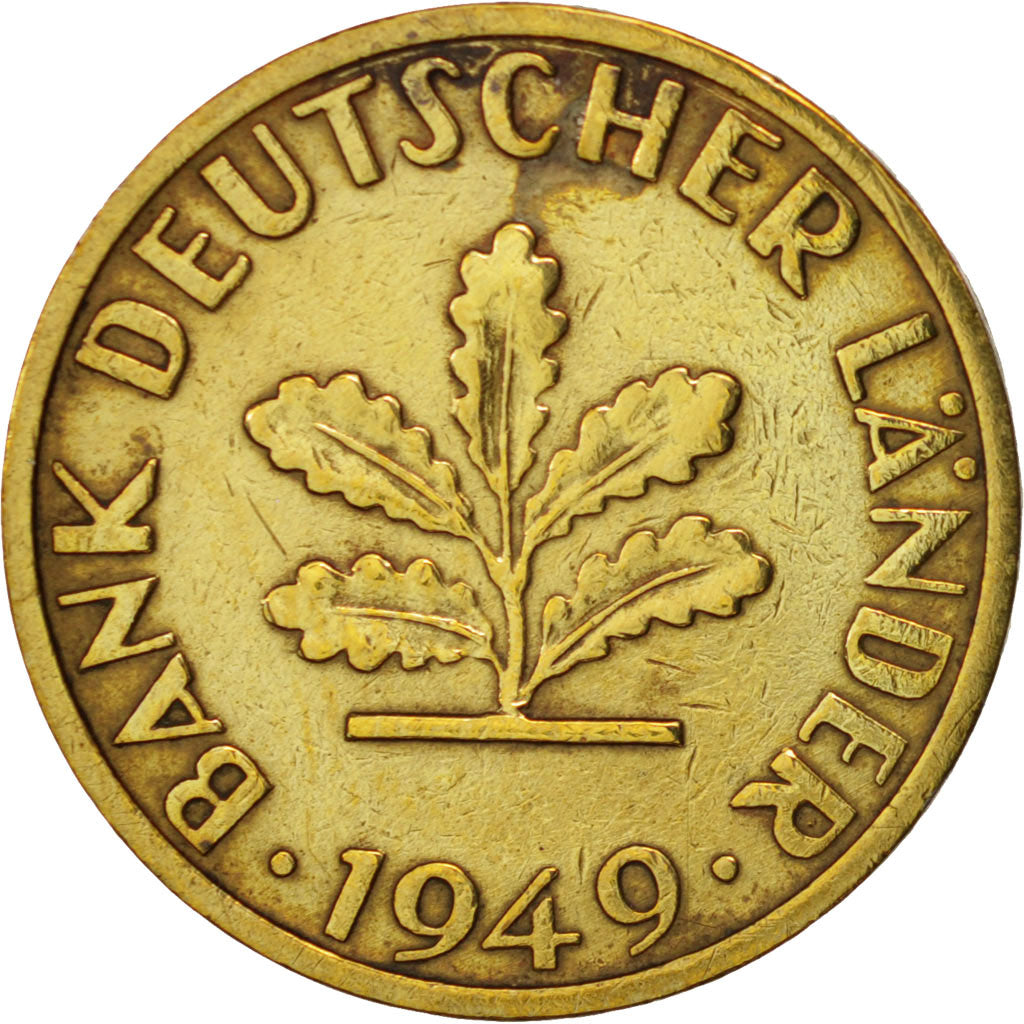 GERMANIA - REPUBBLICA FEDERALE, 5 Pfennig, 1949, Stuttgart, BB, Acciaio ricop...