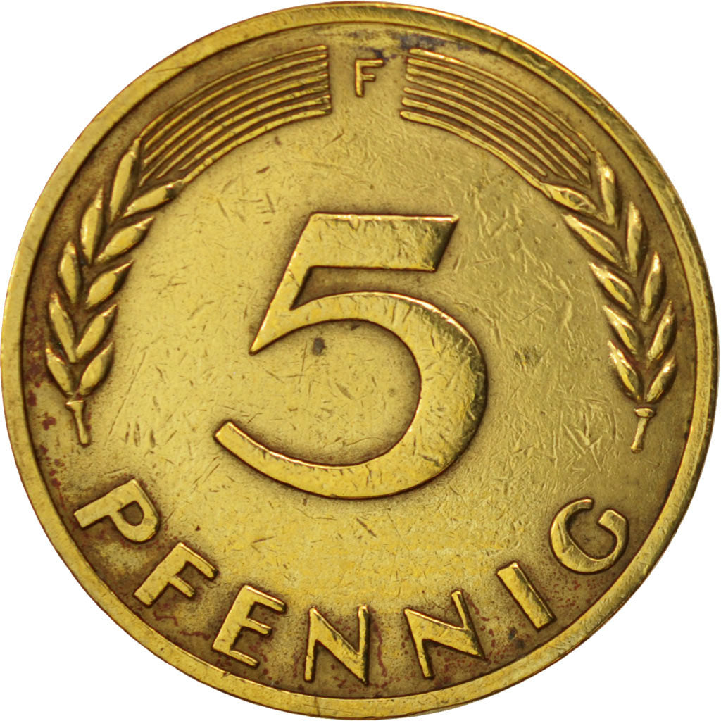 GERMANIA - REPUBBLICA FEDERALE, 5 Pfennig, 1949, Stuttgart, BB, Acciaio ricop...