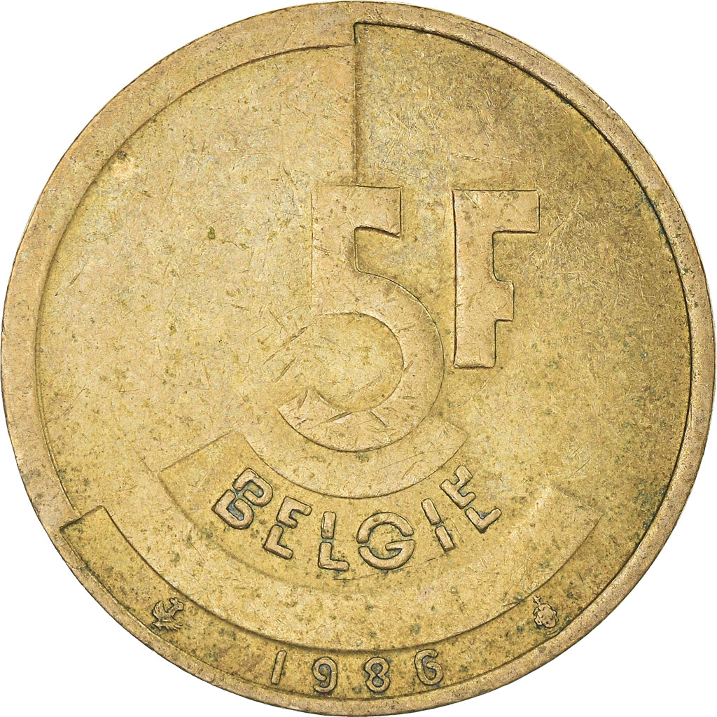 Coin, Belgium, 5 Francs, 5 Frank, 1989