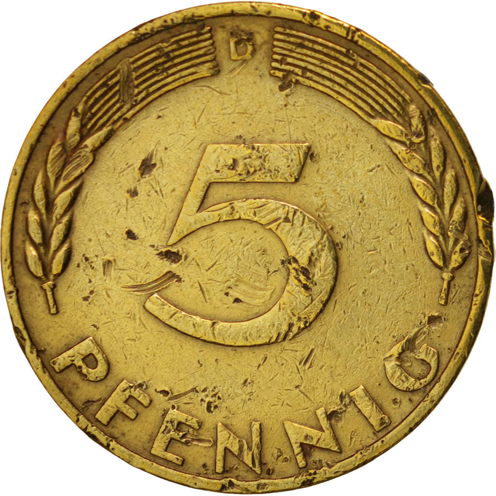 Bundesrepublik Deutschland, 5 Pfennig, 1970, Munich, VF(20-25), KM:107