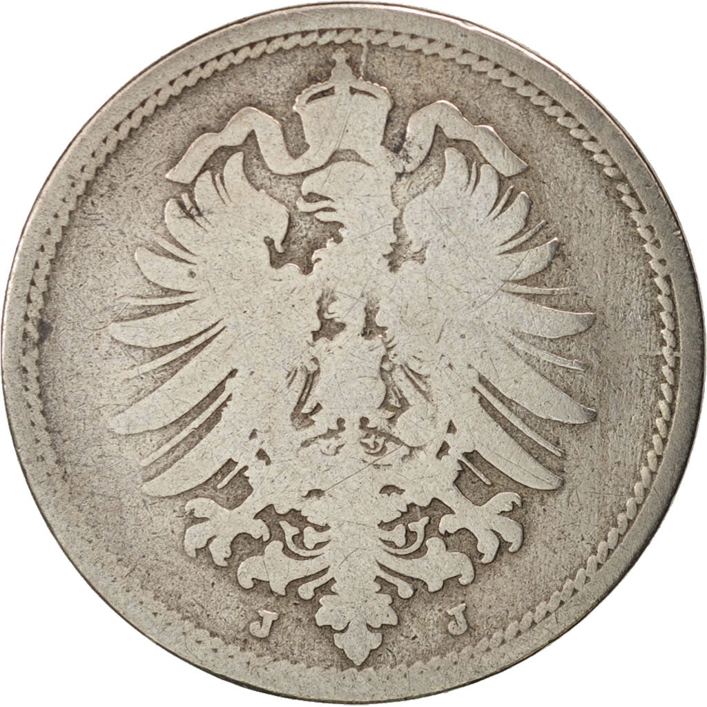 GERMANIA - IMPERO, Wilhelm I, 10 Pfennig, 1876, Hamburg, MB, Rame-nichel, KM:4