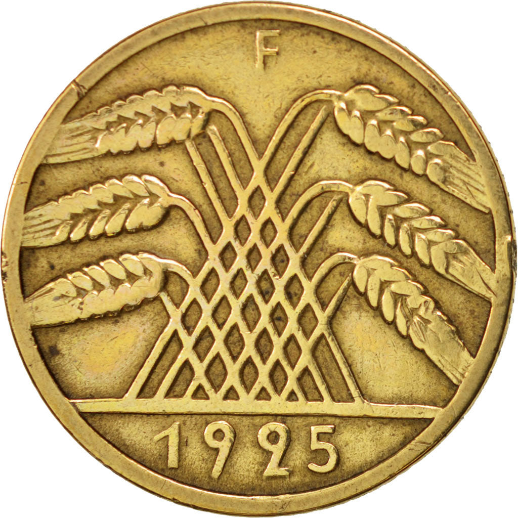 Munten, Duitsland, Weimarrepubliek, 10 Reichspfennig, 1925, Stuttgart, ZF