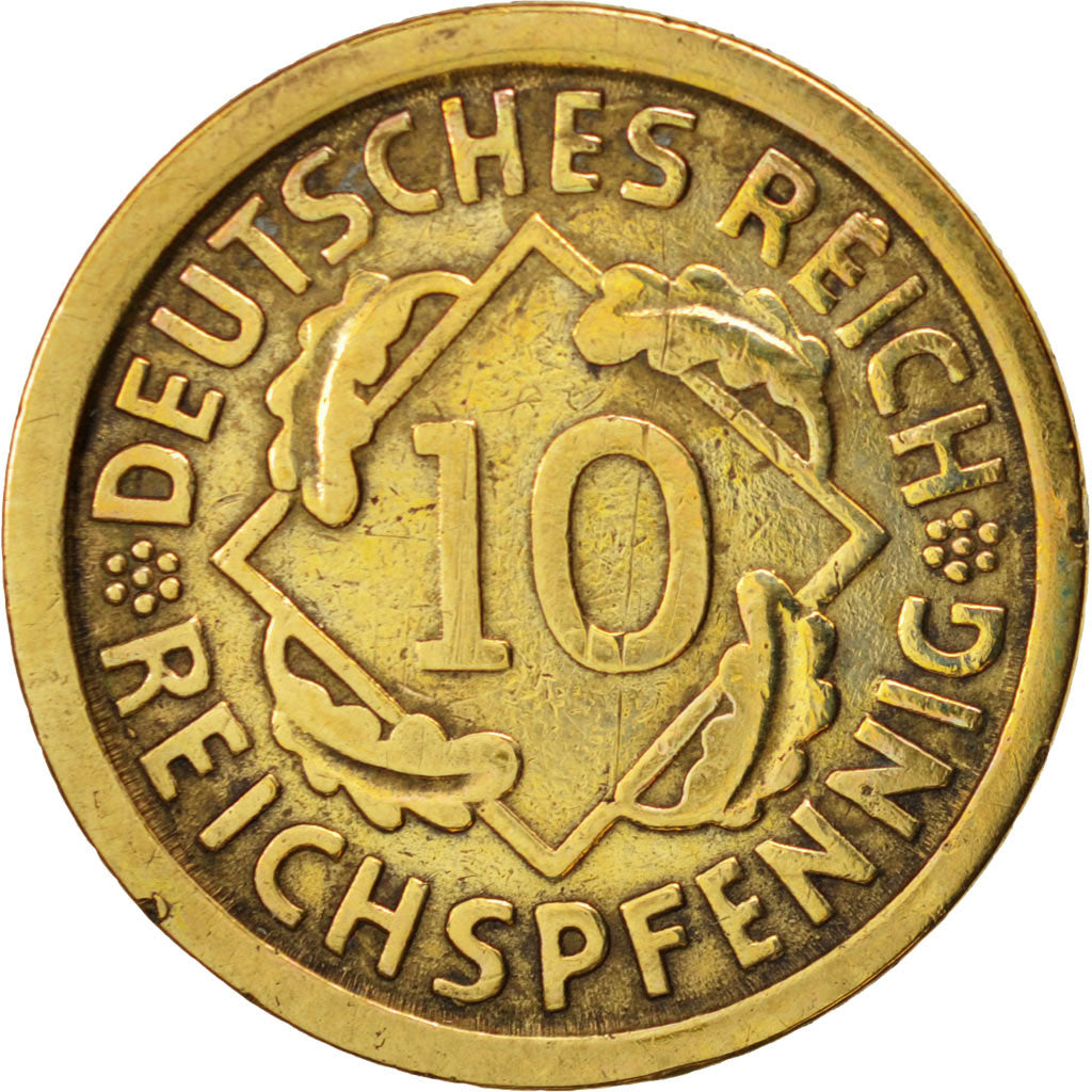 Munten, Duitsland, Weimarrepubliek, 10 Reichspfennig, 1925, Stuttgart, ZF