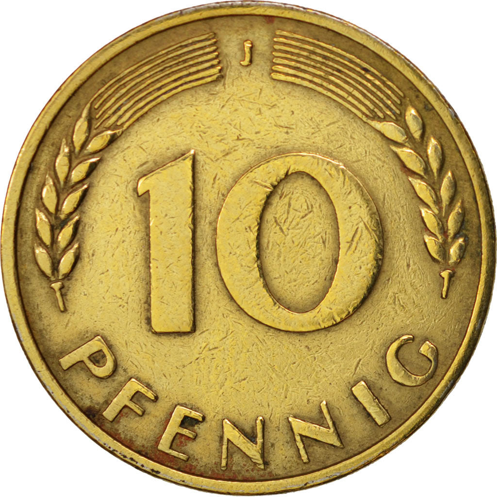 GERMANIA - REPUBBLICA FEDERALE, 10 Pfennig, 1949, Hambourg, BB, Acciaio ricop...