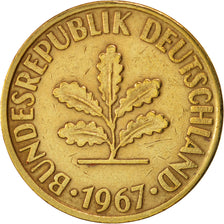 Moneda, ALEMANIA - REPÚBLICA FEDERAL, 10 Pfennig, 1967, Munich, MBC, Latón