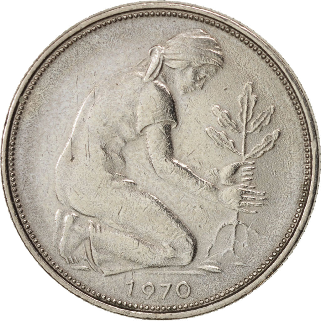 Moneta, GERMANIA - REPUBBLICA FEDERALE, 50 Pfennig, 1970, Stuttgart, BB