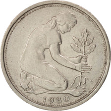 GERMANY - FEDERAL REPUBLIC, 50 Pfennig, 1980, Munich, EF(40-45), KM:109.2