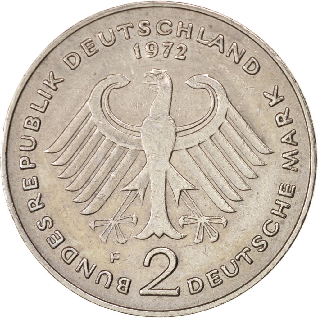 Moneta, GERMANIA - REPUBBLICA FEDERALE, 2 Mark, 1972, Stuttgart, BB, Nichel