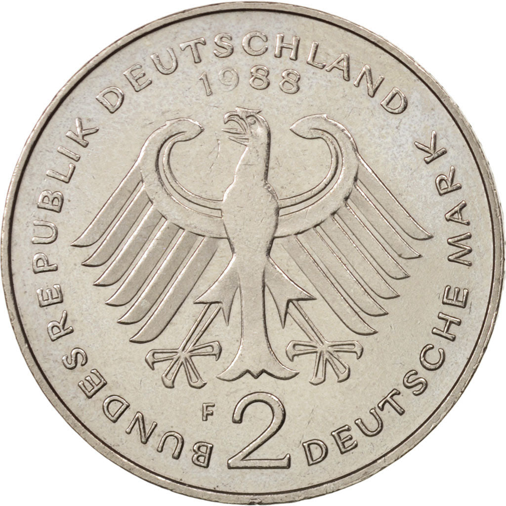 Bundesrepublik Deutschland, 2 Mark, 1988, Stuttgart, EF(40-45), KM:149https://pl