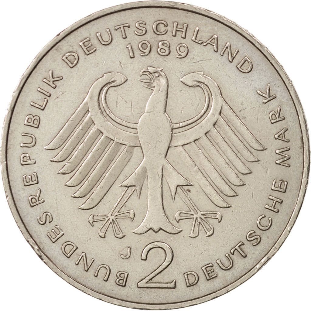 Moneta, GERMANIA - REPUBBLICA FEDERALE, 2 Mark, 1989, Hamburg, BB, Nichel