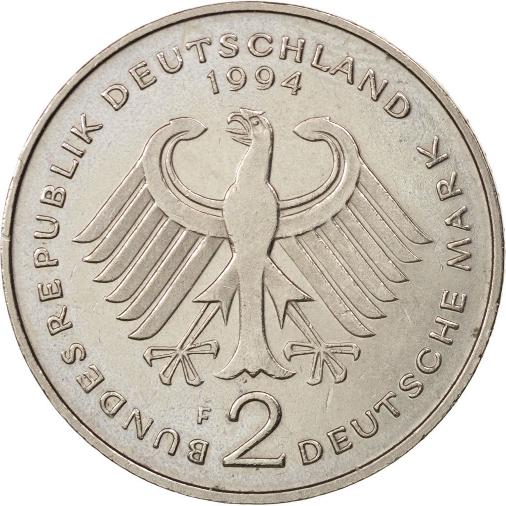 GERMANY - FEDERAL REPUBLIC, 2 Mark, 1994, Stuttgart, EF(40-45), KM:170