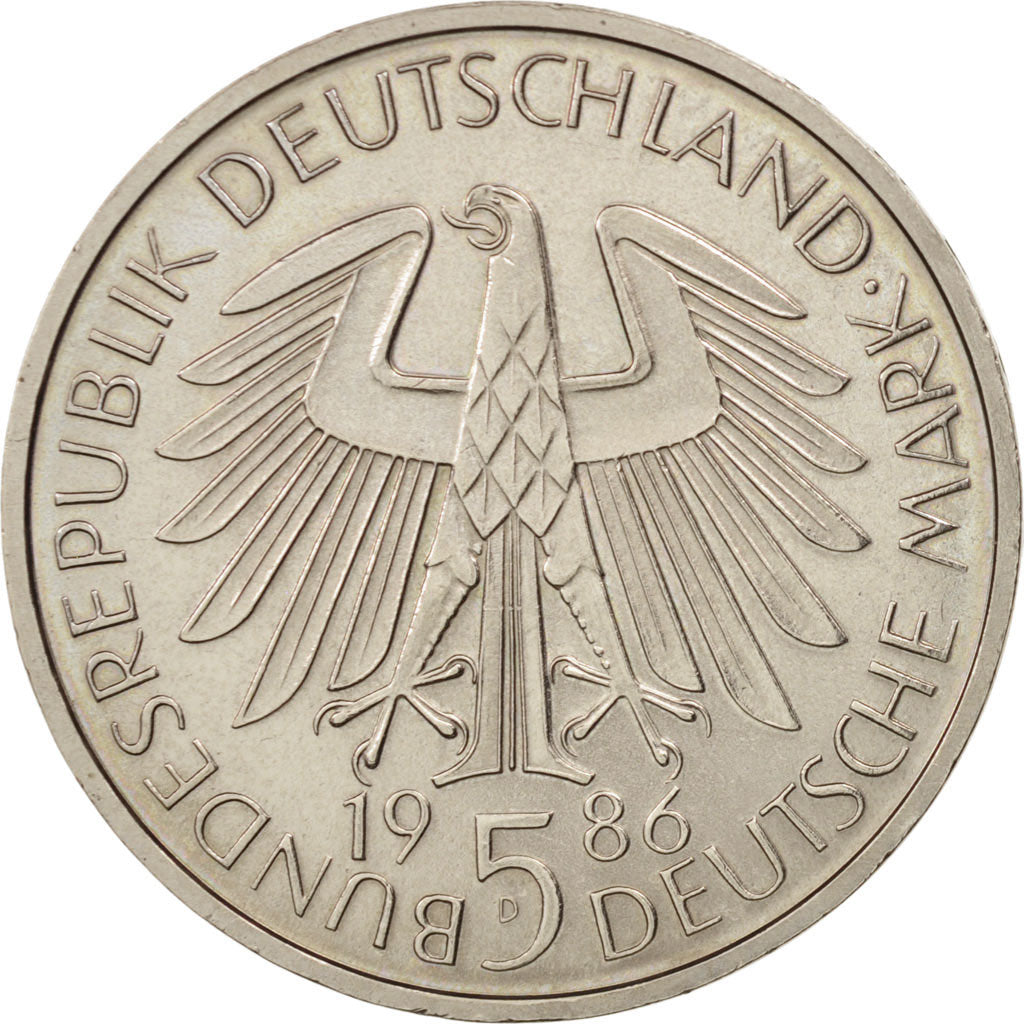 GERMANIA - REPUBBLICA FEDERALE, 5 Mark, 1986, Munich, Germany, SPL-, Nichel r...