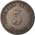 Monnaie, Empire allemand, 5 Pfennig, 1899