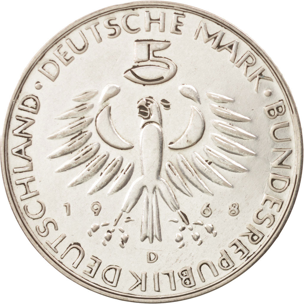 Monnaie, République fédérale allemande, 5 Mark, 1968, Munich, Germany, SUP