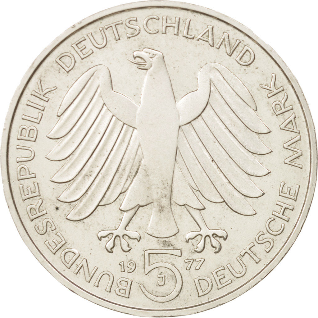 République fédérale allemande, 5 Mark, 1977, Hamburg, SUP, Argent, KM:145