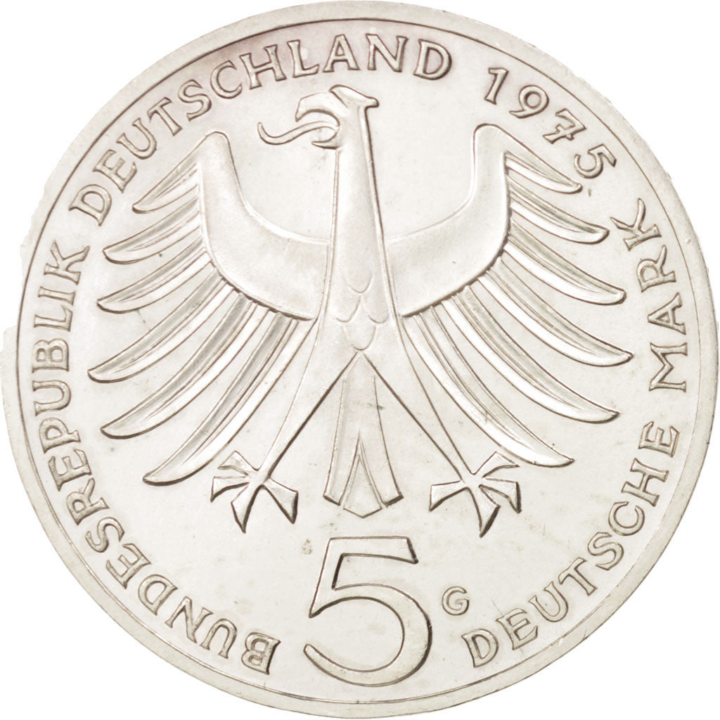 République fédérale allemande, 5 Mark, 1975, Karlsruhe, SUP+, KM:143