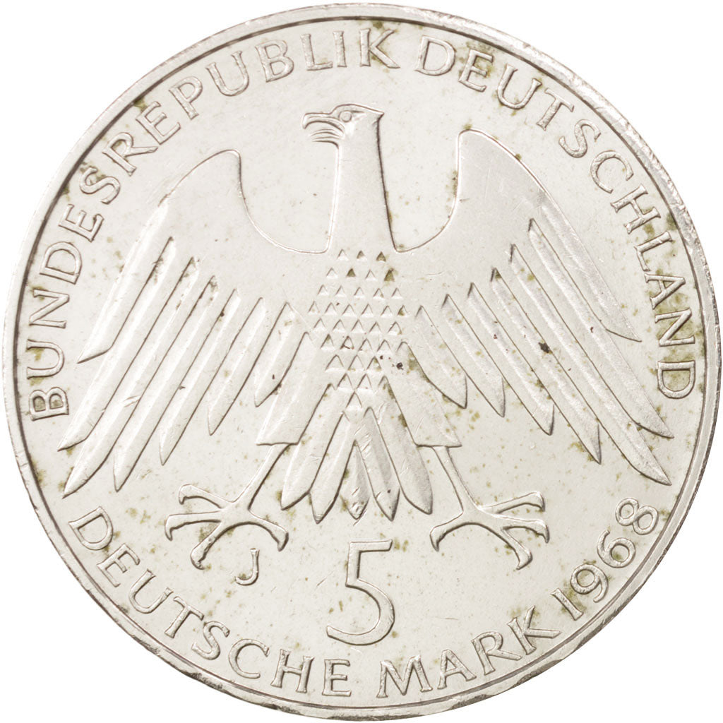 République fédérale allemande, 5 Mark, 1968, Hamburg, SUP, Argent, KM:121