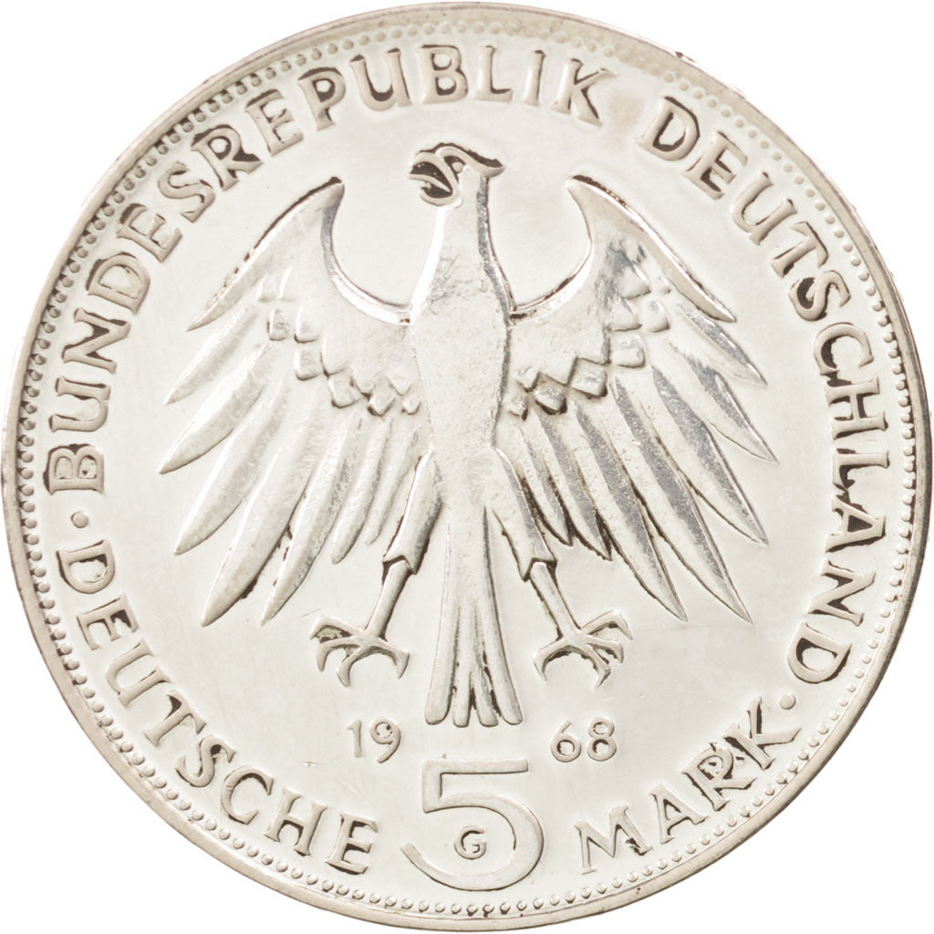 République fédérale allemande, 5 Mark, 1968, Karlsruhe, SUP, KM:122