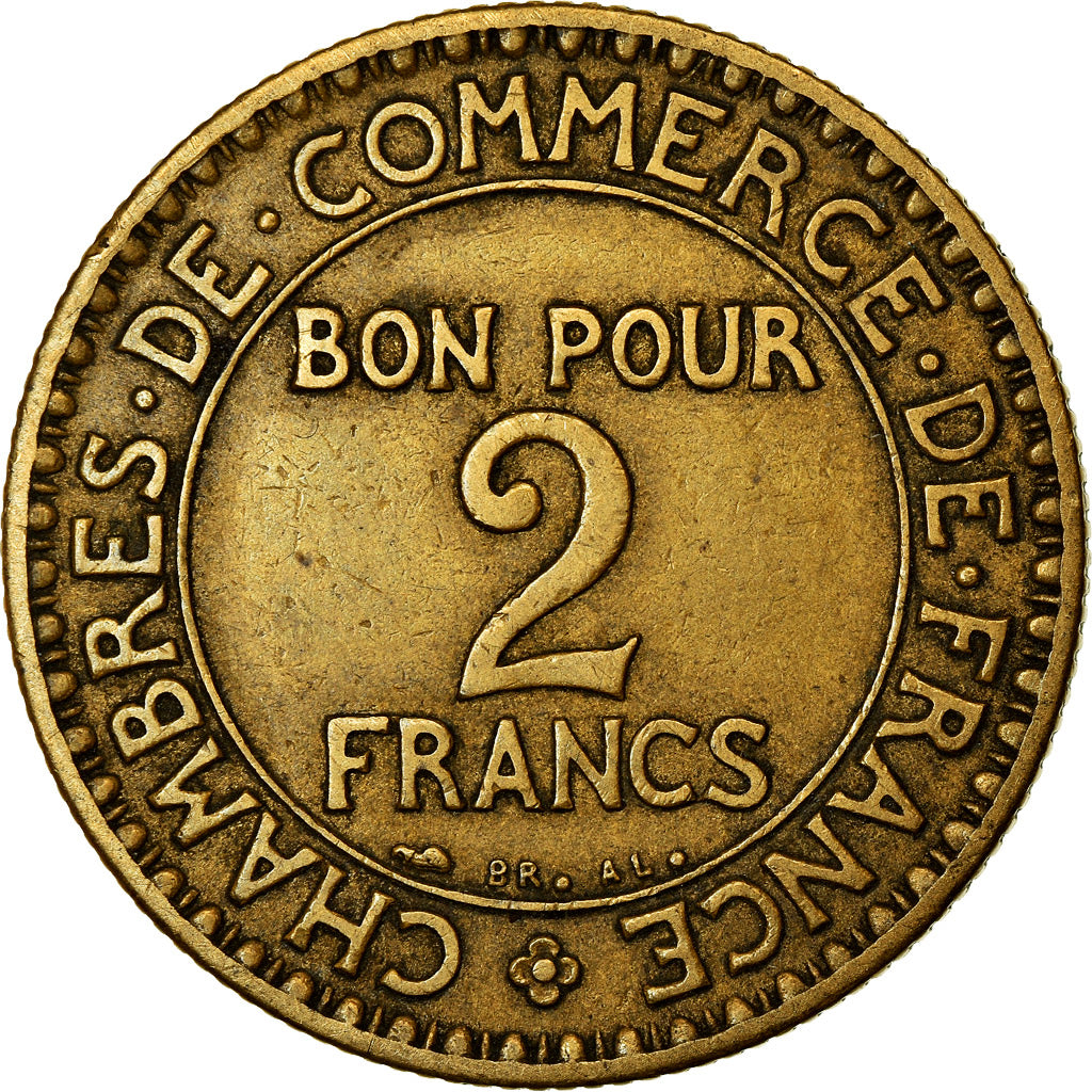 Coin, France, Chambre de commerce, 2 Francs, 1927, Paris, VF(30-35)