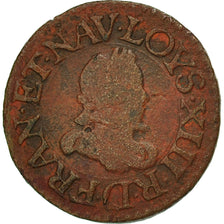 Monnaie, France, Louis XIII, Denier tournois, buste juvénile au col rabattu