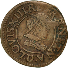 Coin, France, Louis XIII, Denier tournois, buste juvénile, Denier Tournois