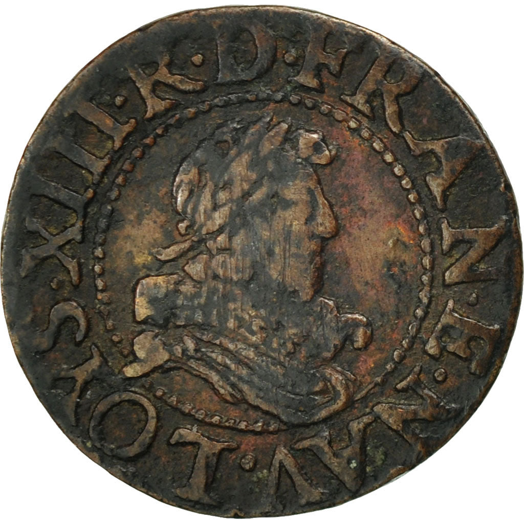 Münze, Frankreich, Louis XIII, Denier tournois, buste juvénile, Denier