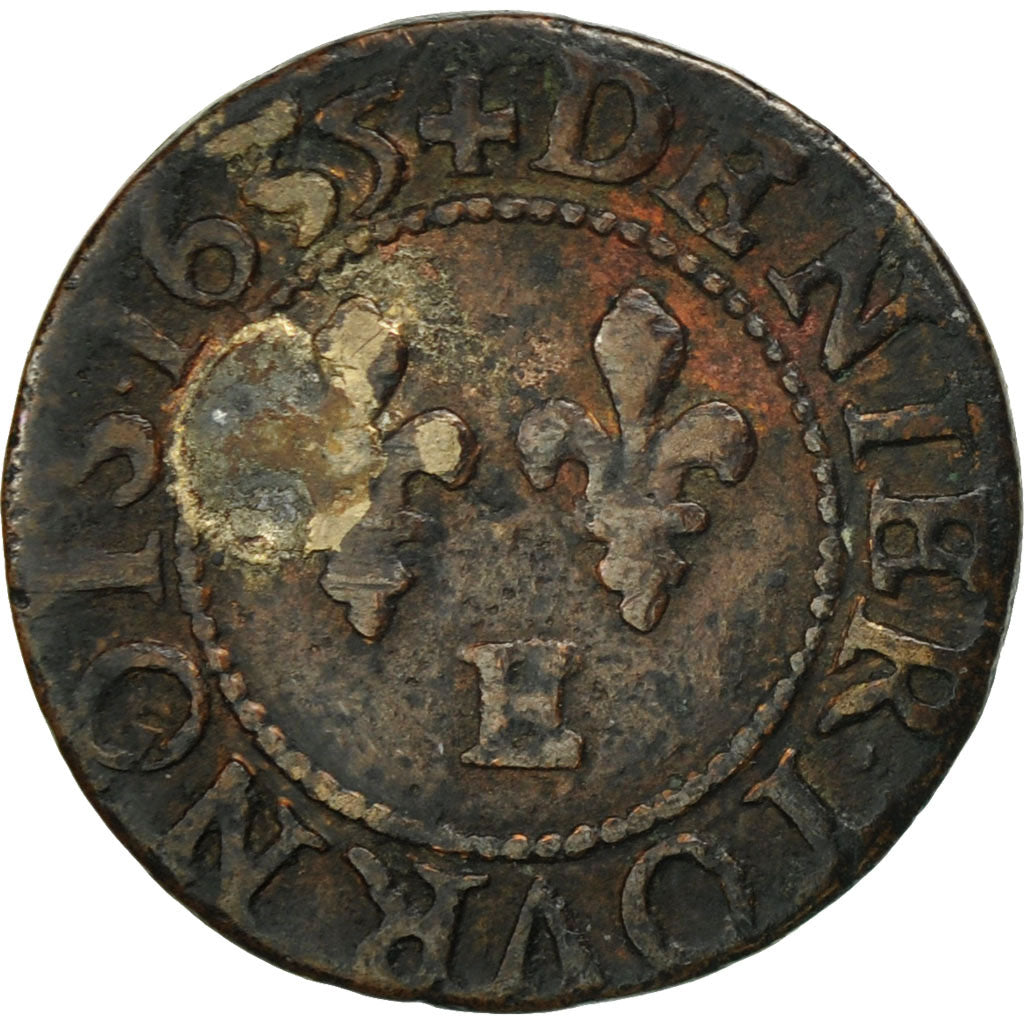 Münze, Frankreich, Louis XIII, Denier tournois, buste juvénile, Denier